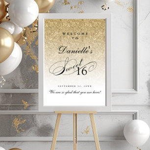 Poster Gold Parties scintillant Sweet 16 Accueil personna