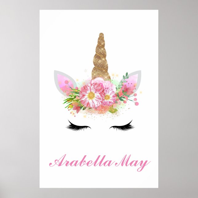 Poster Gold Parties scintillant Unicorn Chambre Filles No (Devant)