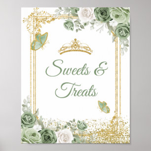 Poster Gold Quinceañera Sage Green Crown Sweet Traitement