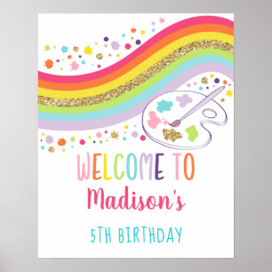 Poster Gold Rainbow Art Party Birthday Welcome