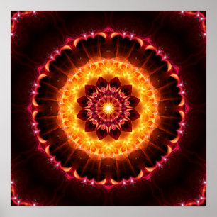 Poster gold red fire mandala