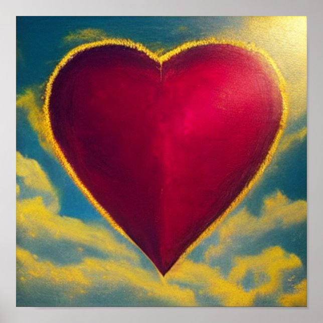 Poster Gold Rimmed Red Heart (Devant)