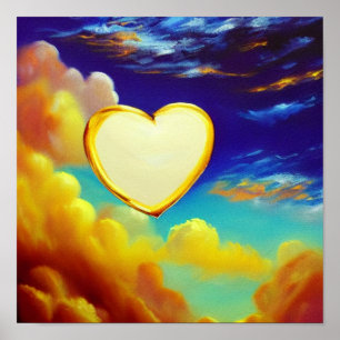 Poster Gold Rimmed White Heart