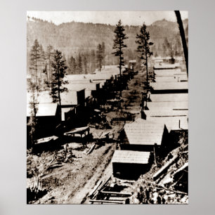 Poster Gold Rush Deadwood Dakota du Sud 1876 Sepia