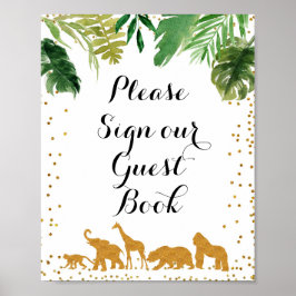 Poster Gold safari Animal S'il vous plaît signer notre li