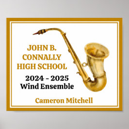Poster Gold Saxophone Player Personalized Band