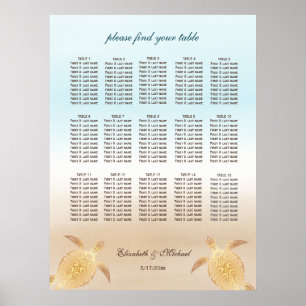 Poster Gold Sea Turtles Beach Wedating Seating Chart