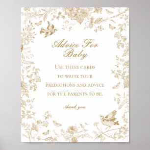 Poster Gold Toile De Jouy Conseil pour le jeu Baby shower