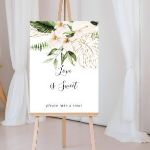 Poster Gold Tropical Foliage Floral Love Is Sweet Sign