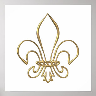 Poster Golden "3-D" Fleur-de-lis