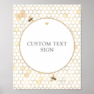 Poster Golden Bee Shower Custom Text Sign 