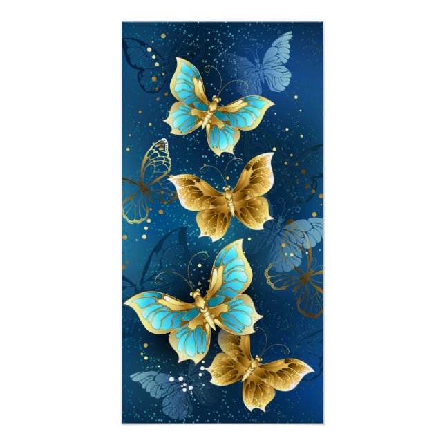 Poster Golden butterflies (Devant)
