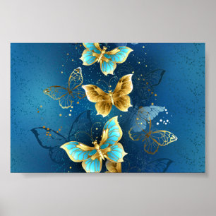 Poster Golden butterflies