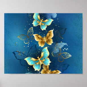 Poster Golden butterflies