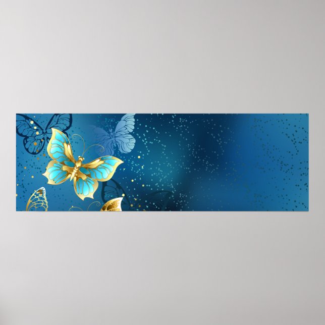 Poster Golden butterflies (Devant)