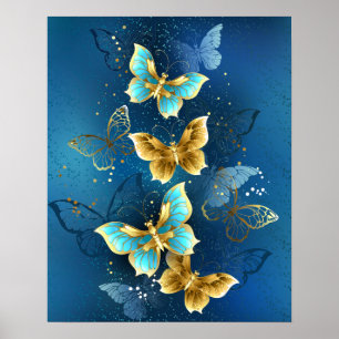 Poster Golden butterflies