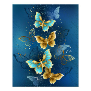 Poster Golden butterflies