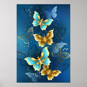 Poster Golden butterflies