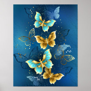 Poster Golden butterflies