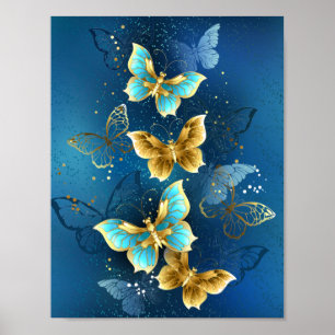 Poster Golden butterflies