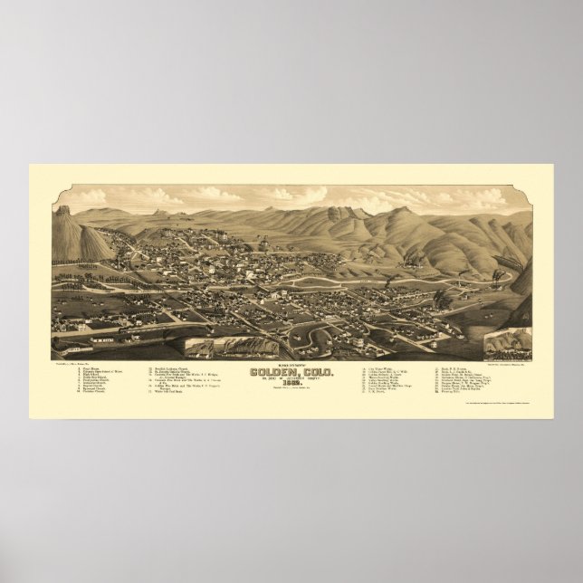 Poster Golden, CO Carte panoramique - 1882 (Devant)