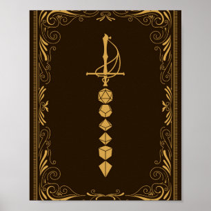 Poster Golden Dice Sword Tablett RPG