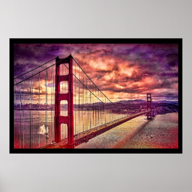 Poster Golden Gate Bridge à San Francisco, Californie. (Devant)