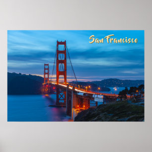 Poster Golden Gate Bridge à Twilight