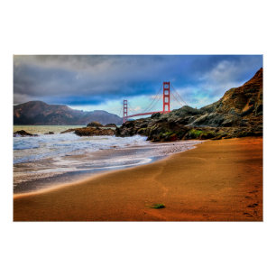 Poster Golden gate bridge au coucher du soleil
