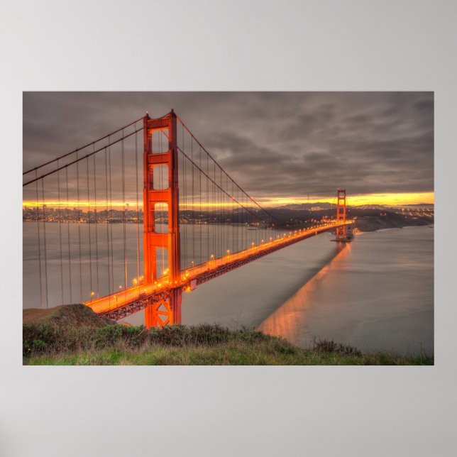 Poster Golden Gate Bridge Erie Sunrise (Devant)