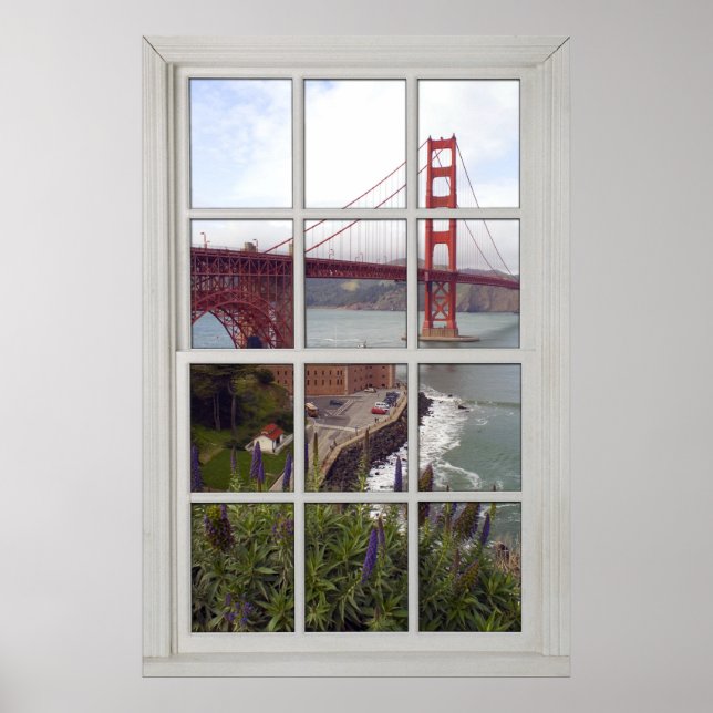 Poster Golden Gate Bridge Faux - Fake White Window (Devant)