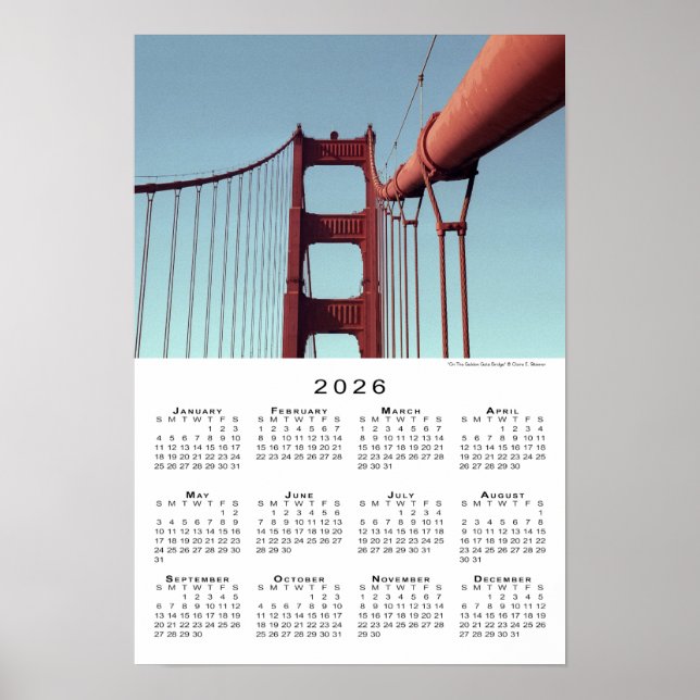 Poster Golden Gate Bridge San Francisco 2026 Calendrier (Devant)