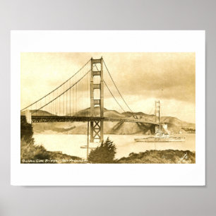 Poster Golden Gate Bridge, San Francisco Vintage