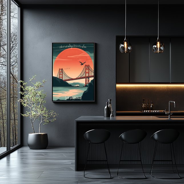 Poster Golden Gate Bridge - Silhouette de coucher de sole (Créateur téléchargé)