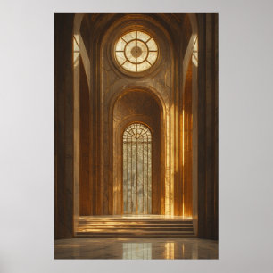 Poster Golden Grandeur : un couloir majestueux