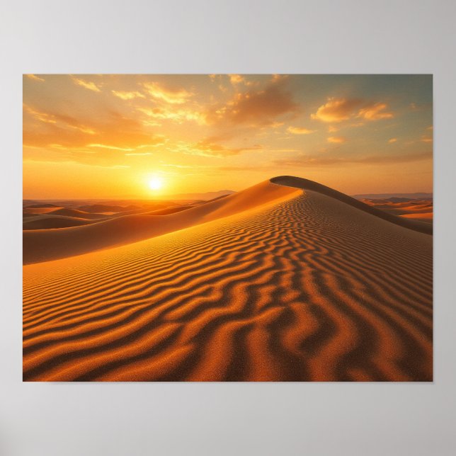 Poster Golden Hour Desert Sand Dunes Sunset Photography (Devant)