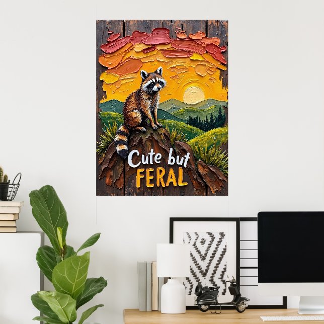 Poster Golden Hour Guardian : Raccoon surplombant la vall (Bureau à domicile)