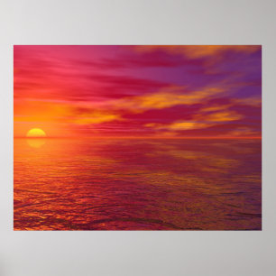 Poster Golden Ocean Sunset