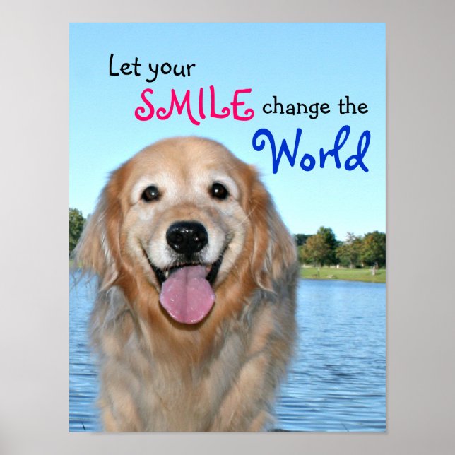 Poster Golden Retriever Changer le monde (Devant)