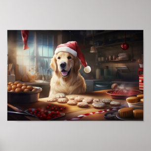 Poster Golden Retriever Christmas Cookies Festive Festive