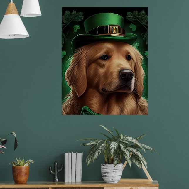 Poster Golden Retriever Dog in St. Patrick's Day (Salon 1)