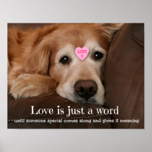 Poster Golden Retriever Love Is Just a Word