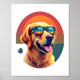 Poster Golden Retriever pour enfants garçons filles lunet