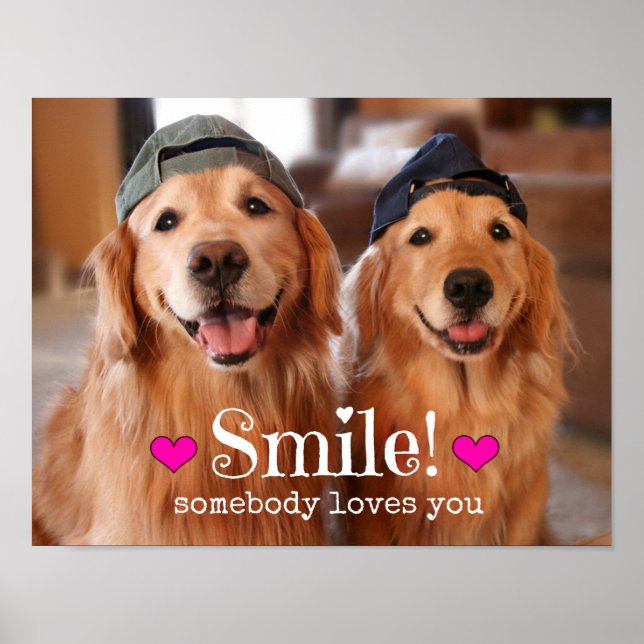 Poster Golden Retriever Quelqu'un t'aime (Devant)