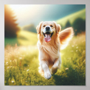 Poster Golden Retriever - tellement heureux