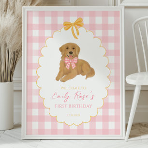 Poster Golden Retriever Un an Anniversaire Bienvenue