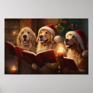 Poster Golden Retrivers Noël Caroling Holiday