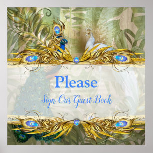 Poster Golden Royal Peacock Temple Dreams