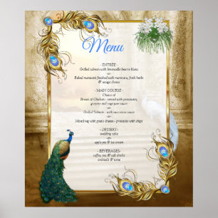 Poster Golden Royal Peacock Temple Dreams