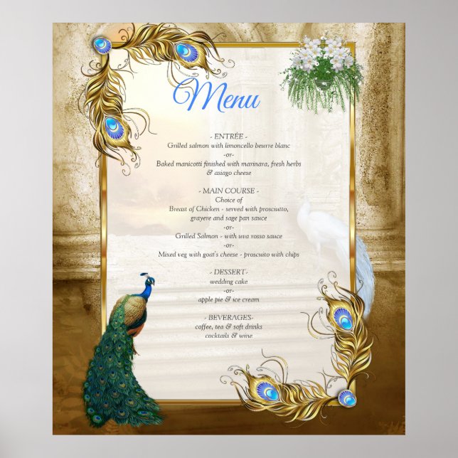 Poster Golden Royal Peacock Temple Dreams (Devant)